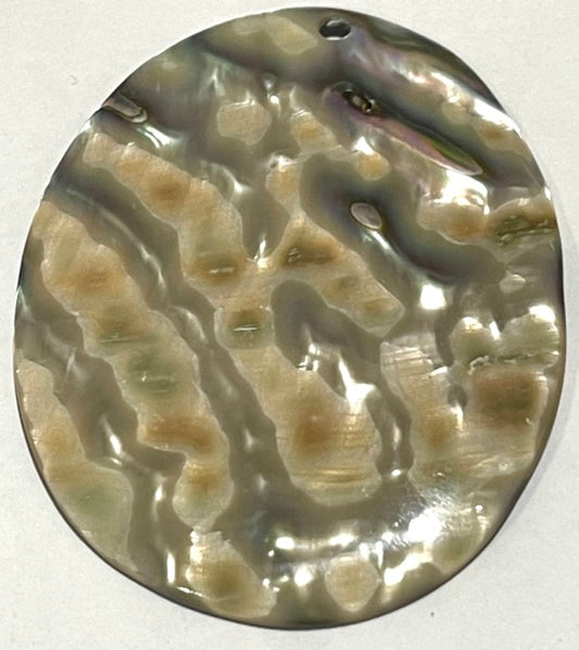 Shell - Abalone free-form pendant. approx  65 x45mm. 1pc