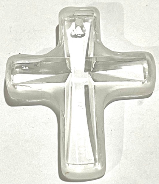 Glass, Cross Pendant, clear faceted, 30mm x 40mm, 1pc