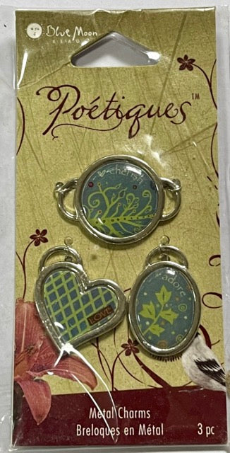 Blue Moon Poetiques Metal Graphic Charms 3 pcs