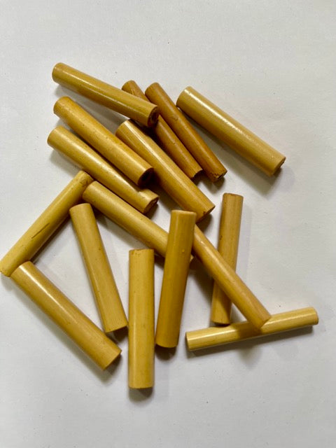 Bamboo Wooden Tube Beads, 40 x 5mm, hole approx 2mm, 20 pcs - Vintage Beads