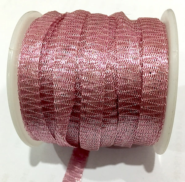 Tube Ribbon Wire Mesh, 6mm Pink 1 metre,
