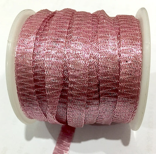 Tube Ribbon Wire Mesh, 6mm Pink 1 metre,