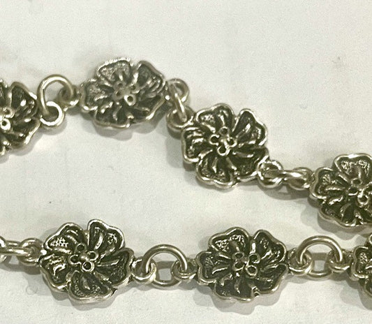 Fancy Handmade Chain, Flower, Antique Silver plate, 1 metre