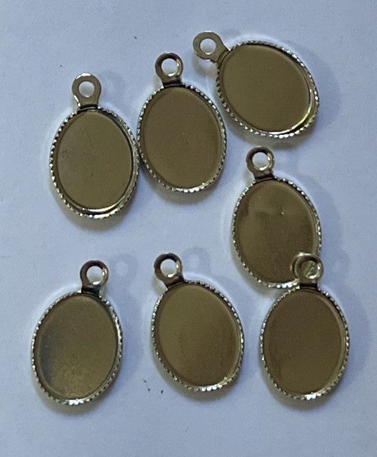 Antique Silver, Setting and Loop, Oval, 10 x 8mm, 20pcs