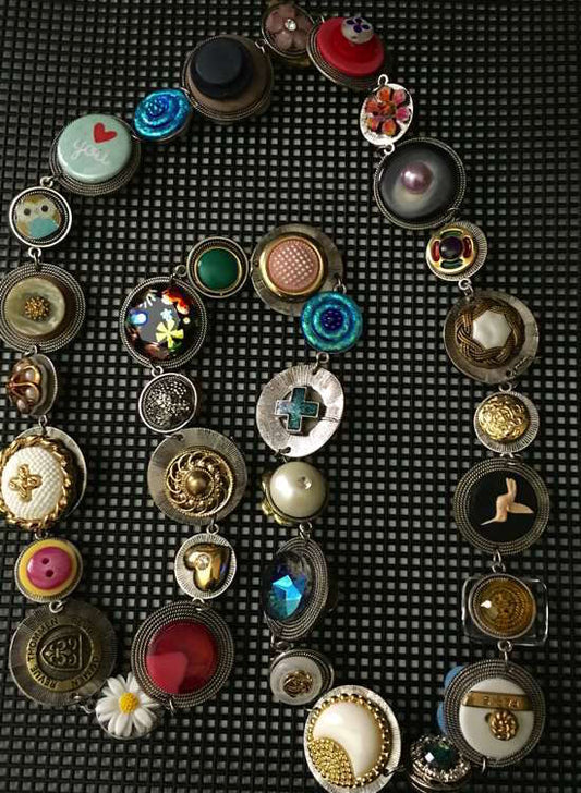 Altered Art Necklace, two necklaces in one, 100cm, upcycled and recycled necklace, handmade - MADE TO ORDER