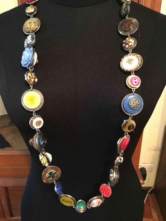 Altered Art Necklace, two necklaces in one, 100cm, upcycled and recycled necklace, handmade