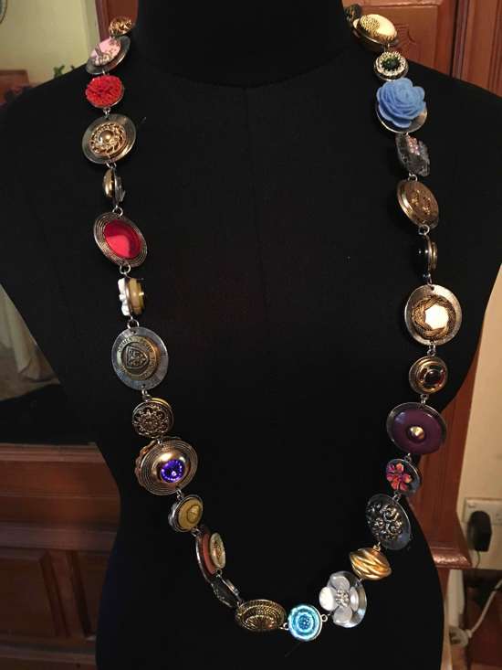 Altered Art Necklace, two necklaces in one, 100cm, upcycled and recycled necklace, handmade