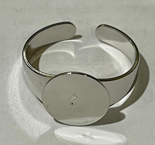 Ring Cuff Shank, Platinum plated with 12mm plate for glueing, NOW in 5pc pack