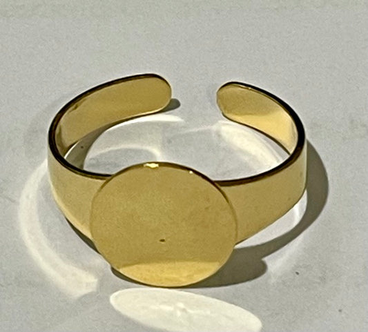 Ring Cuff Shank, Gold plated with 12mm plate for glueing, NOW in 5pc pack