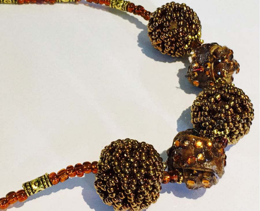 Necklace Handmade, Golden Copper 54cm - Statement Necklace