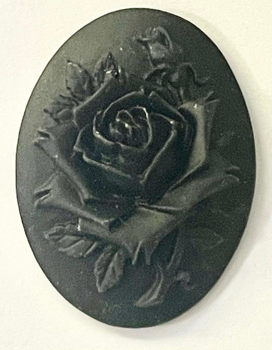 Resin, Rose, Black 3d Cameo,  40 x 30 mm, 1 pc
