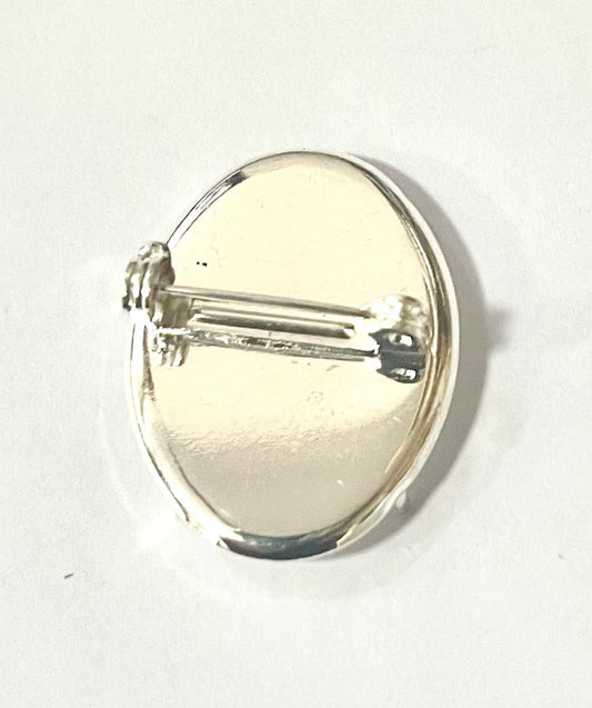 Silver Plate Disc Part 22 x 30mm Brooch Base Pin, 6pcs