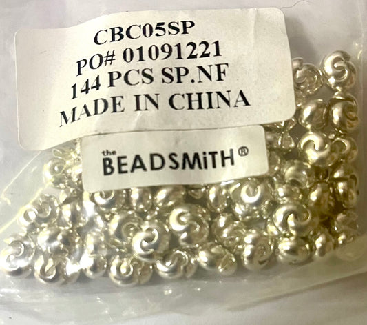 Crimps Bead Covers, 5mm Silver Plate, 144 pcs