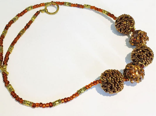 Necklace Handmade, Golden Copper 54cm - Statement Necklace