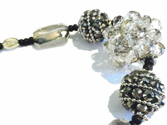 Chunky Necklace Handmade, Black Smoky 54cm - Statement Necklace