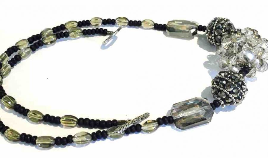 Chunky Necklace Handmade, Black Smoky 54cm - Statement Necklace