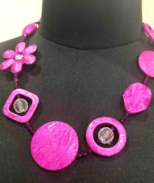 Chunky Fuchsia Beaded Necklace, 54 cm