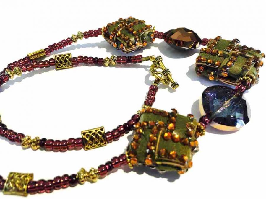 Chunky Necklace Handmade, Plum and Topaz, 54cm  - Mother of the Bride