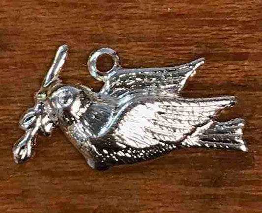 Silver Plate, Bird Peace Dove Charm, 15mm x 8mm, 20pcs - Metal Stampings
