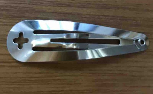 Nickel plated snap hair clip, 50mm x 10mm, 10pcs