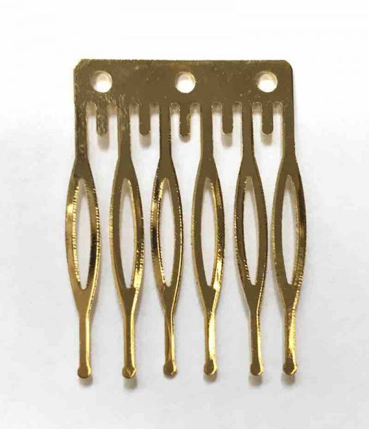 Gold Plate, Hair Comb, 25mm x 37mm - 3 holes, 6 pieces