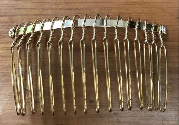 Hair Comb Wire, Gold plate, 65mm x  35mm, 1 pc