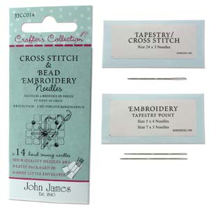 Beading and Cross Stitch, Embroidery Needles 14pcs - John James