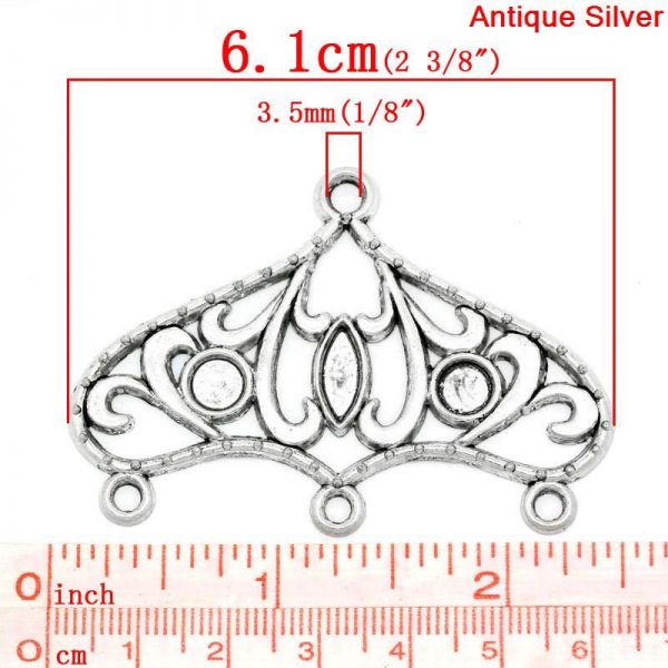 Antique Silver Connectors, Cabochon Setting (Fits 11x4mm,6mm Dia) 6.1x4.3cm,10PCs