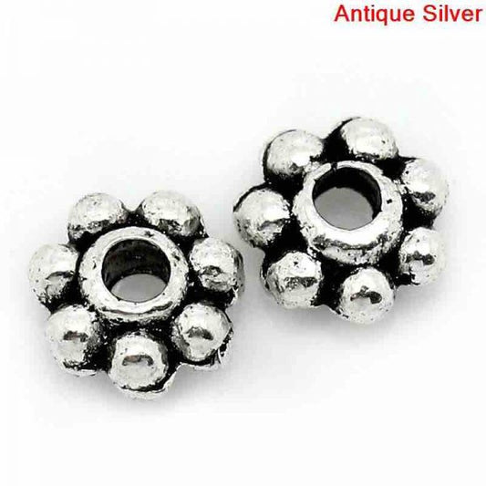 Antique Silver Flower Spacer Beads,  4mm, 500 pcs