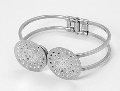 Antique Silver, Bracelet Cuff, 14mm wide, 6cm inner diameter; Mesh Tray; about 25mm wide, 1pc