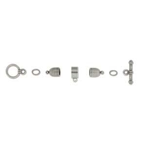 Kumihimo Findings 6mm Bullet, Antique Silver Plate, 1 set