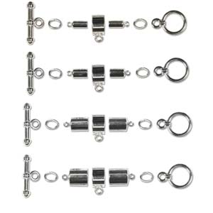 Kumihimo Findings Assorted Sizes Silver Plate,
