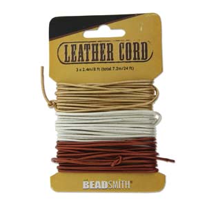 Leather Cord Mixed 1.mm, metallic copper, gold and silver - 8 feet per colour