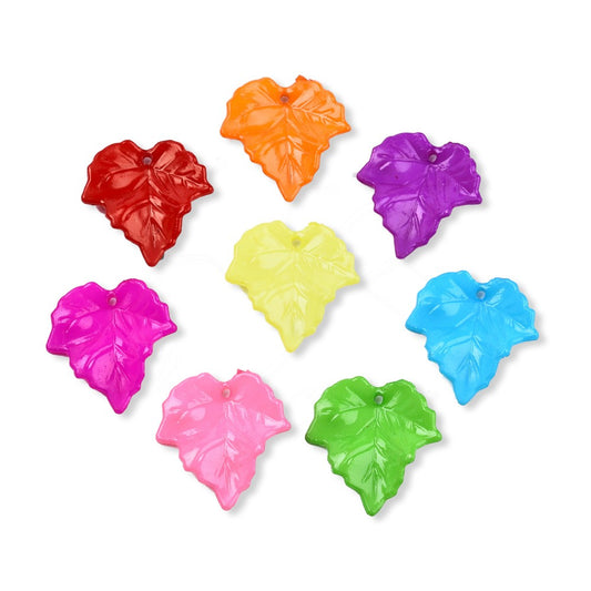 Acrylic Bead Mix, Leafs, Mixed Colours, 24x23 x 6mm, 50 grams