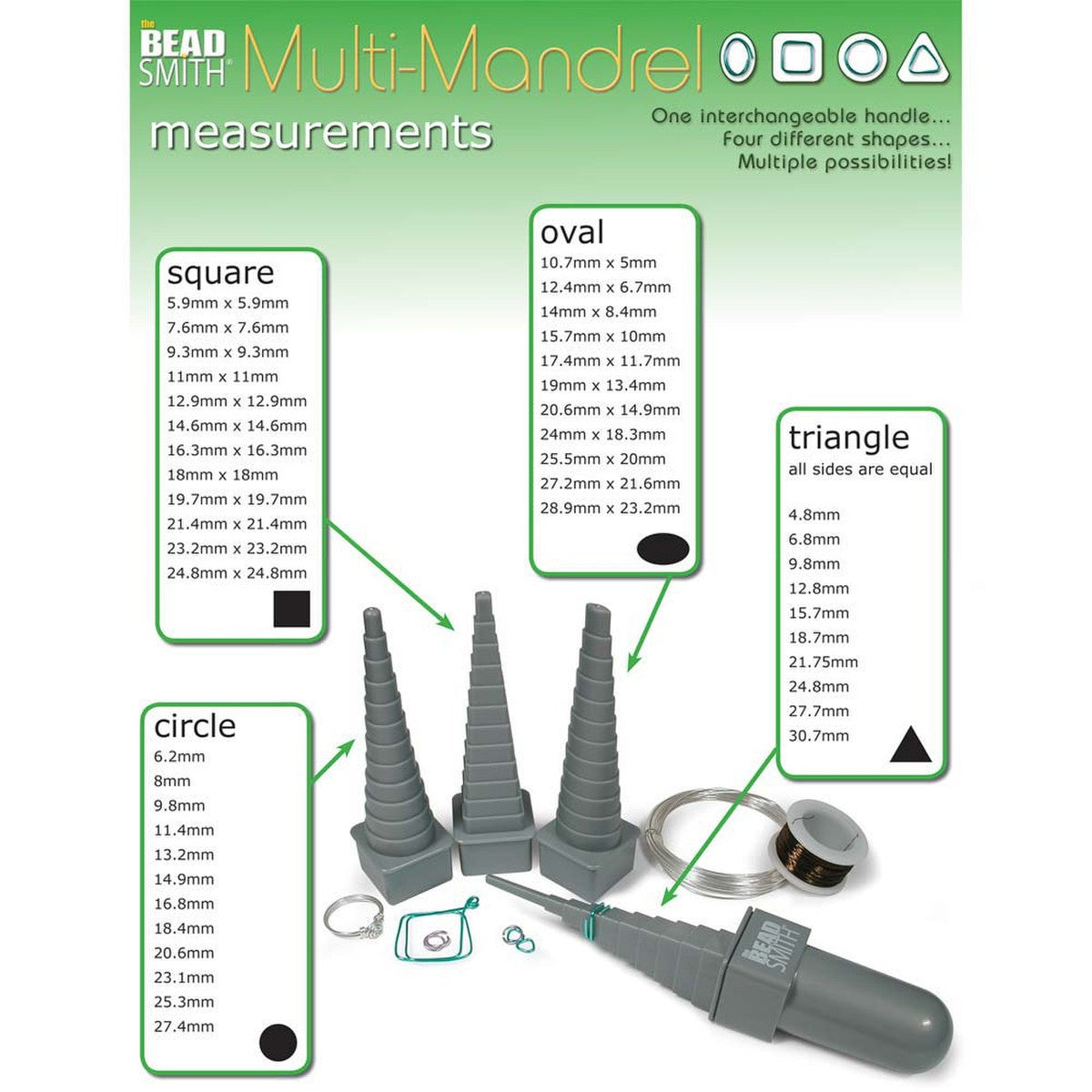 WIRE SHAPER - MULTI MANDREL SET 4 SHAPES 46 SIZES
