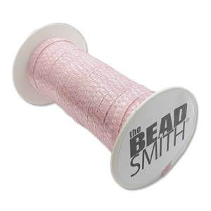 Tube Ribbon Wire Mesh, 6mm Pink, 1 metre,  Beadsmith