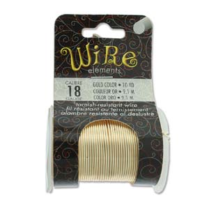 Beadsmith Non Tarnish Craft Wire Gold, 18 ga, 10 yards - Lacquered