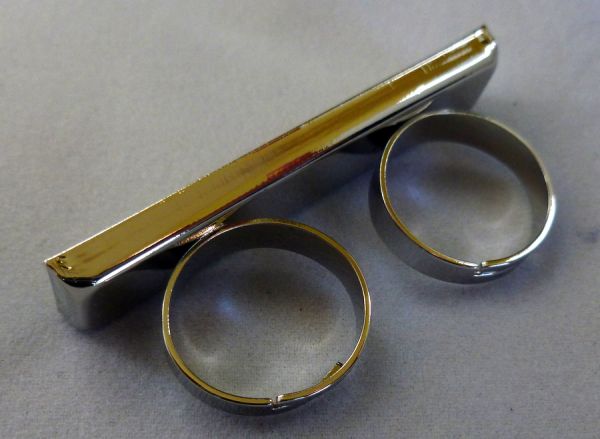 Brass Ring Cuff, two finger ring, Nickel Plate, Bezel Base, dia 10x50mm. 1pc
