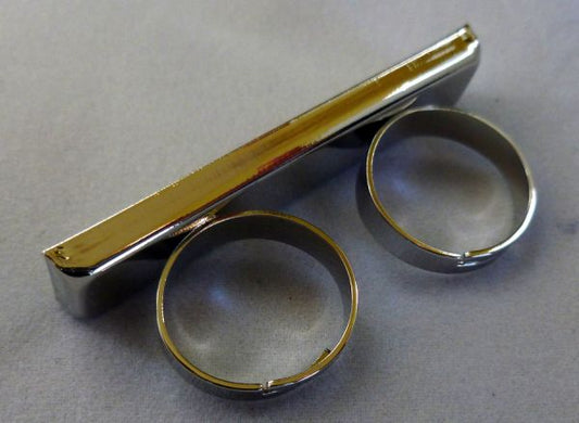 Brass Ring Cuff, two finger ring, Nickel Plate, Bezel Base, dia 10x50mm. 1pc