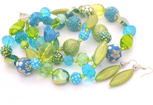 Narooma Signature Necklace, 100cm plus Earrings