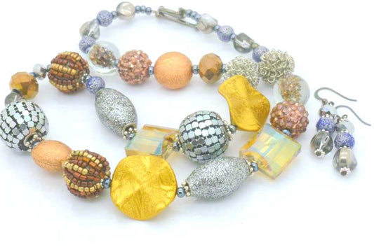 Mineral Magic Beaded Necklace 54cm plus Earrings