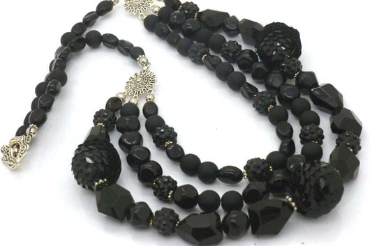 Black Multi Strand Necklace 54 cm