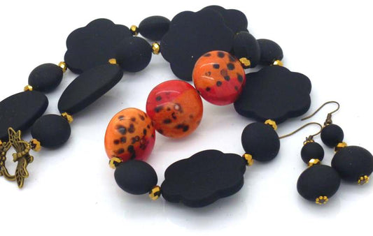 Bushfire Beaded Necklace, 54cm - Plus Earrings