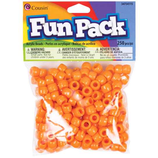Pony Beads Orange - opaque, 9x6mm, 250pcs