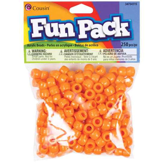 Pony Beads Orange - opaque, 9x6mm, 250pcs