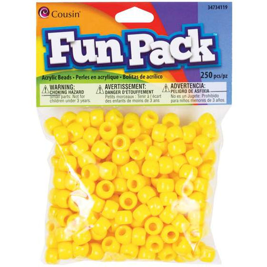 Pony Beads Yellow - opaque, 9x6mm, 250pcs