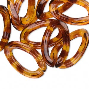 Acrylic Chain link, amber color, 30x18mm open twisted oval. 10pcs