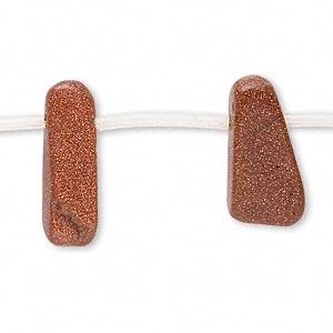 Brown Goldstone Bead, approx 15x5-25x10mm Hawaiian chip. 15in strand