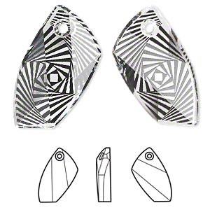 Swarovski® crystal, crystal color with zebra print, 40mm Avant-Garde freeform faceted oval. 1pc  6620