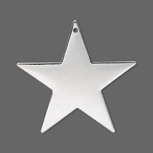 Silver-plated steel, 33x33mm star 4pcs